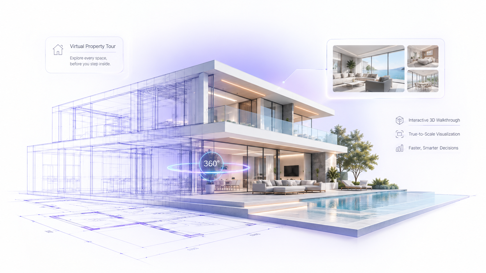 Real estate virtual tours and VR walkthrough visualization